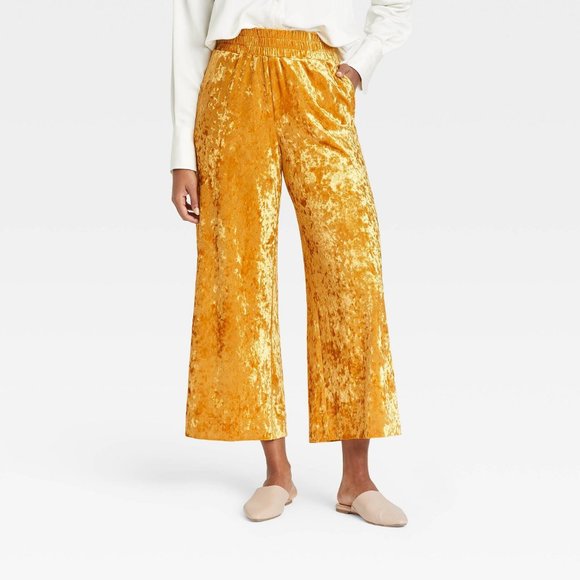 a new day Pants - A New Day Pants Mid-Rise Wide Leg Ankle Velvet Pull-On
